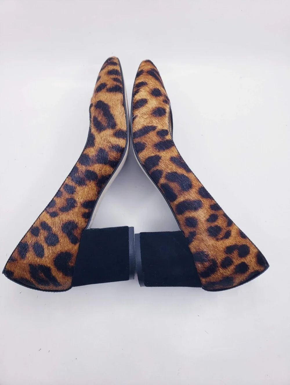 Talbots Isa Leopard Print Suede Calf Skin Block Heel Pumps Women's Size 7.5